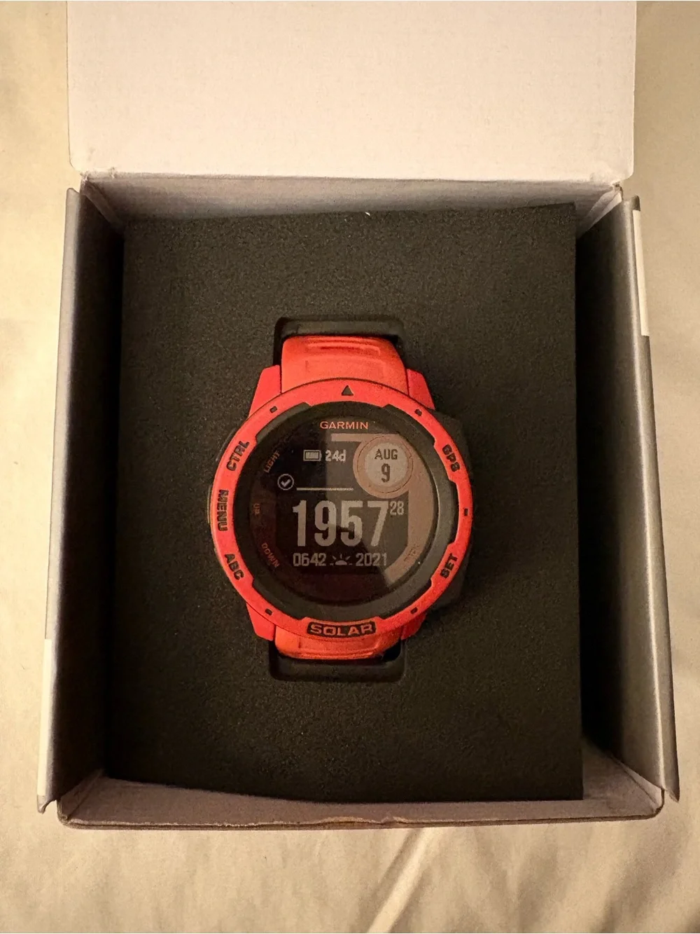 garmin Instinct Solar Rugged GPS Smartwatch - Red